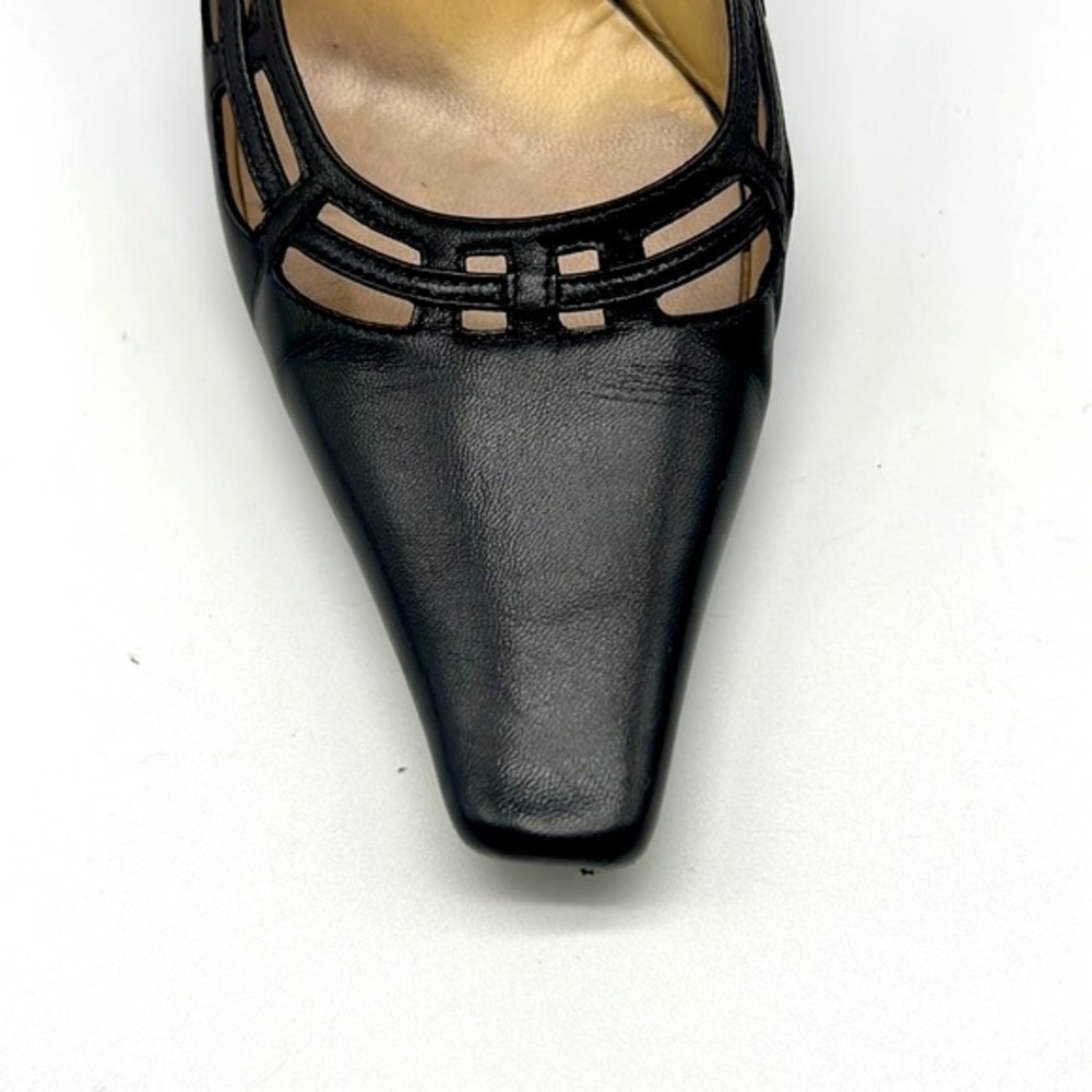 Jimmy Choo - Black Soft Leather Sling Back Cutout Square Toe Heels Size 36.5 - Picture 4 of 16